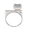 LARGE .53CT DIAMOND 18KT WHITE GOLD 3D ROUND & BAGUETTE CLUSTER SQUARE FUN RING