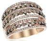 .61CT WHITE & CHOCOLATE FANCY DIAMOND 14KT ROSE GOLD MULTI ROW ANNIVERSARY RING