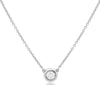 ESTATE .20CT DIAMOND 14KT WHITE GOLD 3D CLASSIC BEZEL SOLITAIRE LOVE NECKLACE