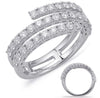 ESTATE WIDE 1.02CT DIAMOND 14KT WHITE GOLD 3D 3 ROW CRISS CROSS CLASSIC FUN RING