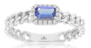 .39CT DIAMOND & AAA TANZANITE 14KT WHITE GOLD EMERALD CUT & ROUND ENGAGMENT RING