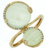 LARGE .12CT DIAMOND & AAA CARBONATE 14KT YELLOW GOLD 3D DOUBLE CIRCULAR FUN RING