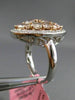 ESTATE LARGE 4.21CT MULTI COLOR DIAMOND 18KT WHITE & ROSE GOLD CLUSTER OVAL RING