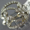 ESTATE LARGE 1.80CT DIAMOND 18K WHITE GOLD ROUND & PEAR SHAPE DOUBLE FLOWER RING