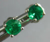 ESTATE .40CT AAA EMERALD 14KT WHITE GOLD 3D ROUND SOLITAIRE STUD EARRINGS #27706