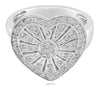 ESTATE .23CT DIAMOND 14KT WHITE GOLD 3D FILIGREE FLOWER HEART SHAPE LOVE RING