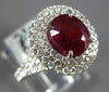 WIDE 3.01CT DIAMOND & AAA RUBY 18KT WHITE GOLD OVAL DOUBLE HALO ENGAGEMENT RING