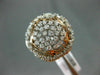 ESTATE EXTRA LARGE 1.50CT DIAMOND 14KT WHITE & ROSE GOLD CLUSTER MULTI ROW RING
