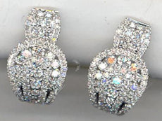 ESTATE 1.24CT DIAMOND 14KT WHITE GOLD FLOWER HORSESHOE CLIP ON HANGING EARRINGS