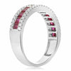 ESTATE WIDE 1.44CT DIAMOND & AAA RUBY 14KT WHITE GOLD 3D ANNIVERSARY RING BAND