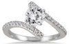 ESTATE 1.01CT DIAMOND 14KT WHITE GOLD ROUND CLASSIC CRISS CROSS ENGAGEMENT RING
