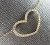 ESTATE .35CT DIAMOND 14KT YELLOW GOLD 3D CLASSIC OPEN HEART LOVE NECKLACE