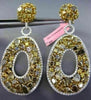 MASSIVE 23.49CT WHITE & MULTI COLOR DIAMOND 18K 2TONE GOLD OVAL HANGING EARRINGS
