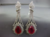 EXTRA LARGE 32.2CT DIAMOND & AAA RUBY 18K YELLOW GOLD TEAR DROP HANGING EARRINGS