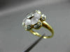 ANTIQUE WIDE .20CT DIAMOND & AAA WHITE QUARTZ 18K 2 TONE GOLD FLOWER RING #21715