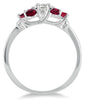 ESTATE .75CT DIAMOND & AAA RUBY 14K WHITE GOLD 3D 7 STONE FLORAL FRIENDSHIP RING