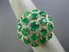 ESTATE LARGE 4.87CT DIAMOND & AAA EMERALD 18KT 2 TONE GOLD FLOWER CLUSTER RING