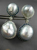 MASSIVE 4.35CT DIAMOND AAA SAPPHIRE & SOUTH SEA PEARL 18K WHITE GOLD 3D EARRINGS