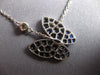 LARGE 1.39CT DIAMOND & AAA SAPPHIRE 14KT WHITE GOLD 3D BUTTERFLY LOVE NECKLACE