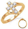 ESTATE .35CT DIAMOND 14KT YELLOW GOLD 3D CLASSIC CROSS FUN RING