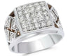 ESTATE WIDE 1.61CT ROUND CUT DIAMOND 18KT WHITE GOLD 3D SQUARE CROSS MEN'S RING