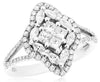 1.09CT DIAMOND 14KT WHITE GOLD ROUND PRINCESS & MARQUISE INVISIBLE FLOWER RING