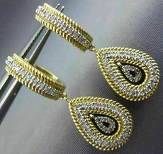 ESTATE .36CT DIAMOND 14KT WHITE & YELLOW GOLD TEAR DROP ROPE HANGING EARRINGS