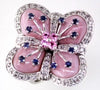 Estate 1.45Ct Diamond & AAA Pink & Blue Sapphire 14Kt White 3D Gold Flower Square Ring