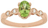 ESTATE .93CT DIAMOND & AAA PERIDOT 14KT ROSE GOLD CLASSIC OVAL & ROUND FUN RING