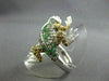 ESTATE 3.03CT FANCY MULTI COLOR DIAMONDS & AAA EMERALD 14KT WHITE GOLD FROG RING
