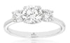 ESTATE 1.55CT DIAMOND 14KT WHITE GOLD 3D ROUND CLASSIC 3 STONE ENGAGEMENT RING