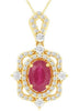 1.15CT DIAMOND & AAA RUBY 14K YELLOW GOLD OVAL & ROUND FILIGREE FLOATING PENDANT