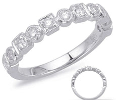 .31CT DIAMOND 14KT WHITE GOLD 3D ROUND & SQUARE SEMI ETERNITY ANNIVERSARY RING