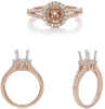 .37CT DIAMOND 14K WIHTE & ROSE GOLD 3D ROUND CLASSIC SEMI MOUNT ENGAGEMENT RING