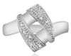 ESTATE .07CT DIAMOND 14KT WHITE GOLD 3D DOUBLE HAMMER CRISS CROSS FUN RING