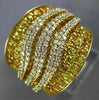 ESTATE WIDE 3.26CT DIAMOND & AAA YELLOW SAPPHIRE 14K YELLOW GOLD MULTI WAVE RING