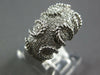 ESTATE WIDE .72CT DIAMOND 14KT WHITE GOLD 3D MULTI ROW BEADED FUNKY COOL RING