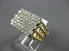 LARGE 1.15CT DIAMOND 14KT 2 TONE GOLD 3D ROUND CLUSTER MULTI ROW SQUARE FUN RING