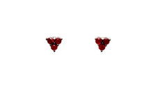 ESTATE .35CT AAA RUBY 18KT WHITE GOLD 3D TRILLION SHAPE TRIANGULAR STUD EARRINGS