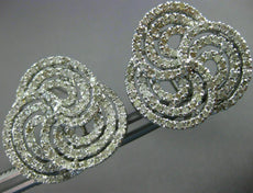 LARGE 2.33CT DIAMOND 18KT WHITE GOLD 3D MULTI ROW SWIRL FLOWER CLIP ON EARRINGS