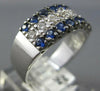 WIDE 1.10CT DIAMOND & AAA SAPPHIRE 14K WHITE GOLD CLASSIC 3 ROW ANNIVERSARY RING