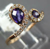 ESTATE .68CT DIAMOND & AAA AMETHYST 14KT ROSE GOLD ROUND & PEAR SHAPE SNAKE RING