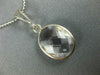 ESTATE AAA CRYSTAL 14KT WHITE GOLD 3D CLASSIC BEZEL OVAL PENDANT