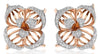 LARGE 1.08CT DIAMOND 14K ROSE GOLD 3D MULTI LEAF FLOWER CLIP ON HANGING EARRINGS
