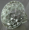 ESTATE LARGE .26CT DIAMOND 14K WHITE GOLD 3D ROPE OPEN FILIGREE OVAL FLOWER RING