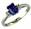 .72CT DIAMOND & AAA TANZANITE 14K WHITE GOLD EMERALD CUT 3 STONE ENGAGEMENT RING