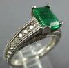 1.45CT DIAMOND & AAA EMERALD 14KT WHITE GOLD EMERALD CUT & ROUND ENGAGEMENT RING