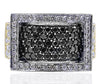 WIDE 2.19CT WHITE CHOCOLATE FANCY & BLACK DIAMOND 14K 2 TONE GOLD 3D SQUARE RING