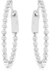 1CT DIAMOND 14KT WHITE GOLD ROUND SHARED PRONG INSIDE OUT HOOP HANGING EARRINGS