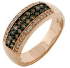 ESTATE .32CT WHITE & MOCHA DIAMOND 14KT BLACK & ROSE GOLD 3D MULTI ROW PAVE RING
